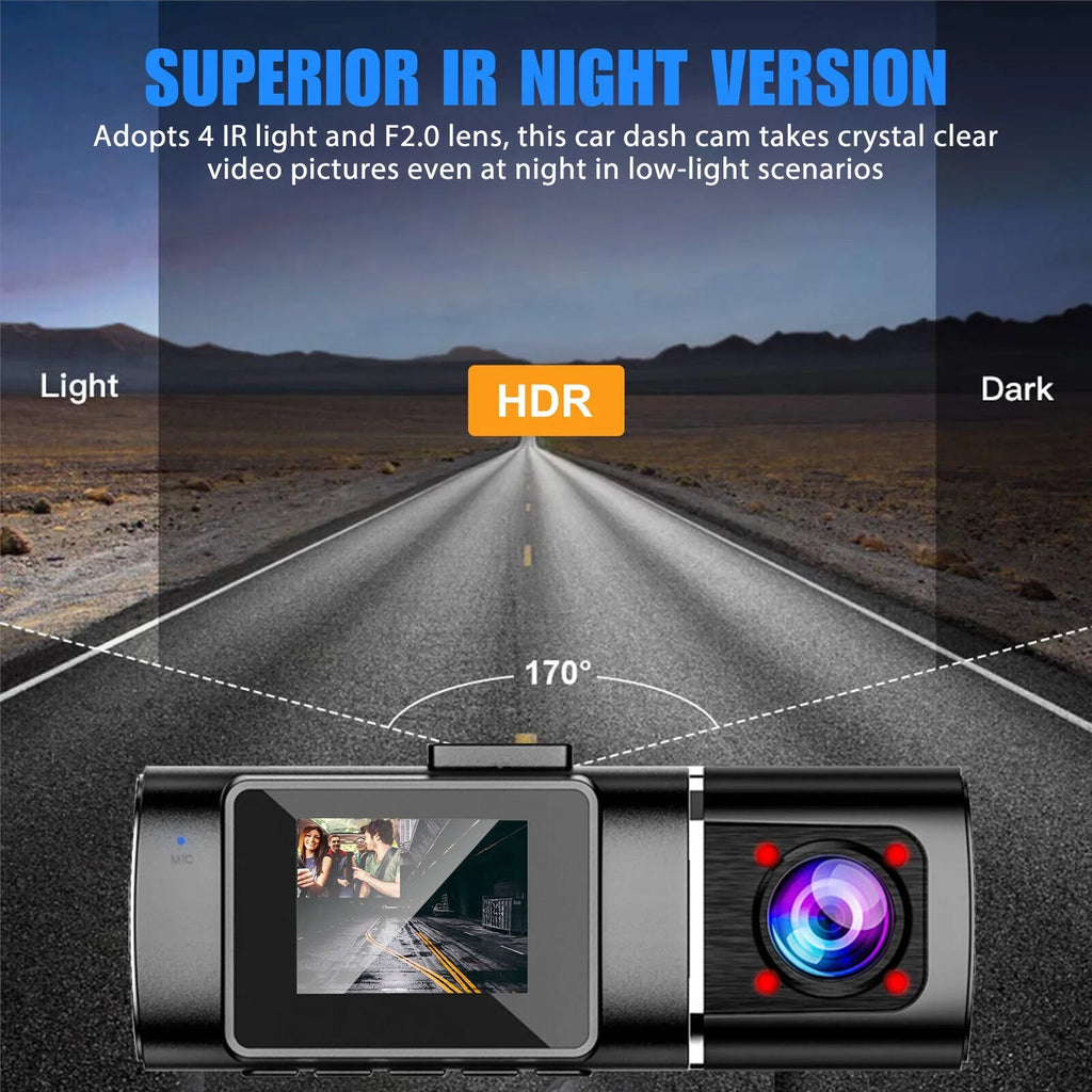 Lens Dash DVR G-Sensor 1080P Dual HD Recorder Car Camera Video Front+Inside Cam