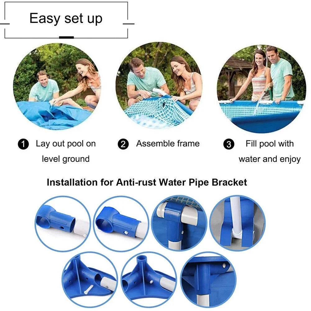 Kids Above Adults Ground Frame Family for Pool, Rectangular Swimming Pool Outdoor Pool, Large Metal