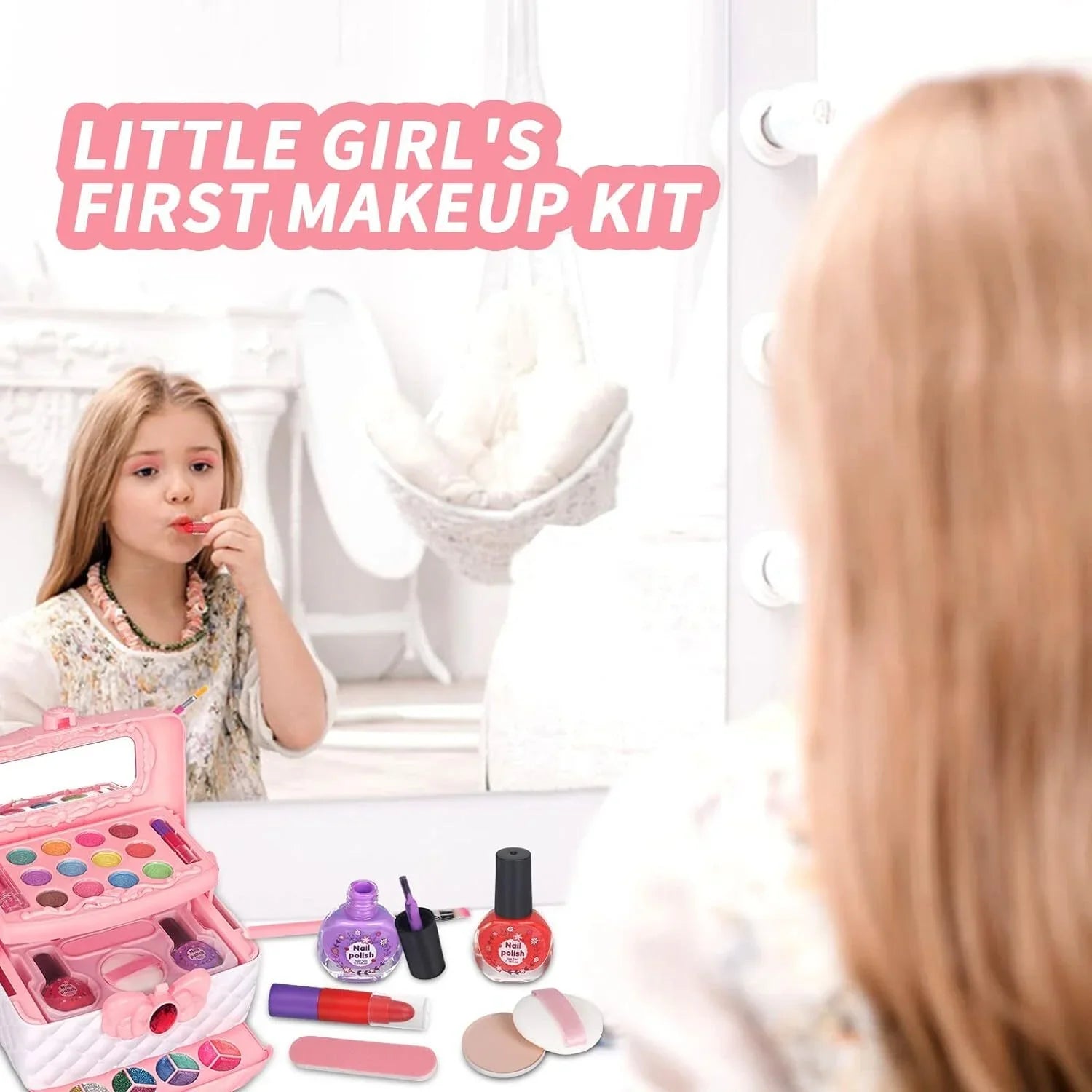 Cosmetic & Christmas Washable Kids Girls, Pink Toddler Real Kit for Gift, 3-12 Makeup Makeup Olds Makeup Safe Set, Birthday Set for Toys Year Kids Girls 24Pcs Makeup Non-Toxic Frozen