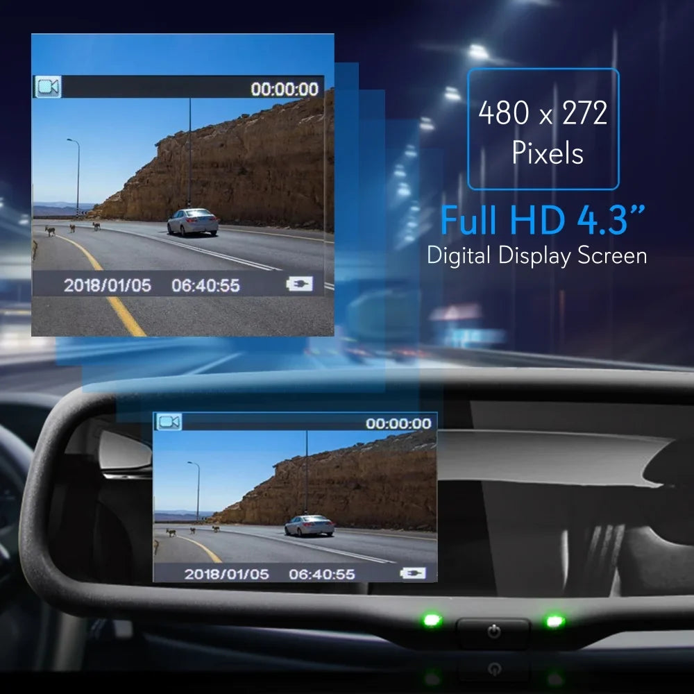 '- Backup PLCM4590WIR Wireless Rearview Mirror 4.3'' 2.4Ghz & Display Video Camera PYLE Monitor -inch Transmission, Screen with System