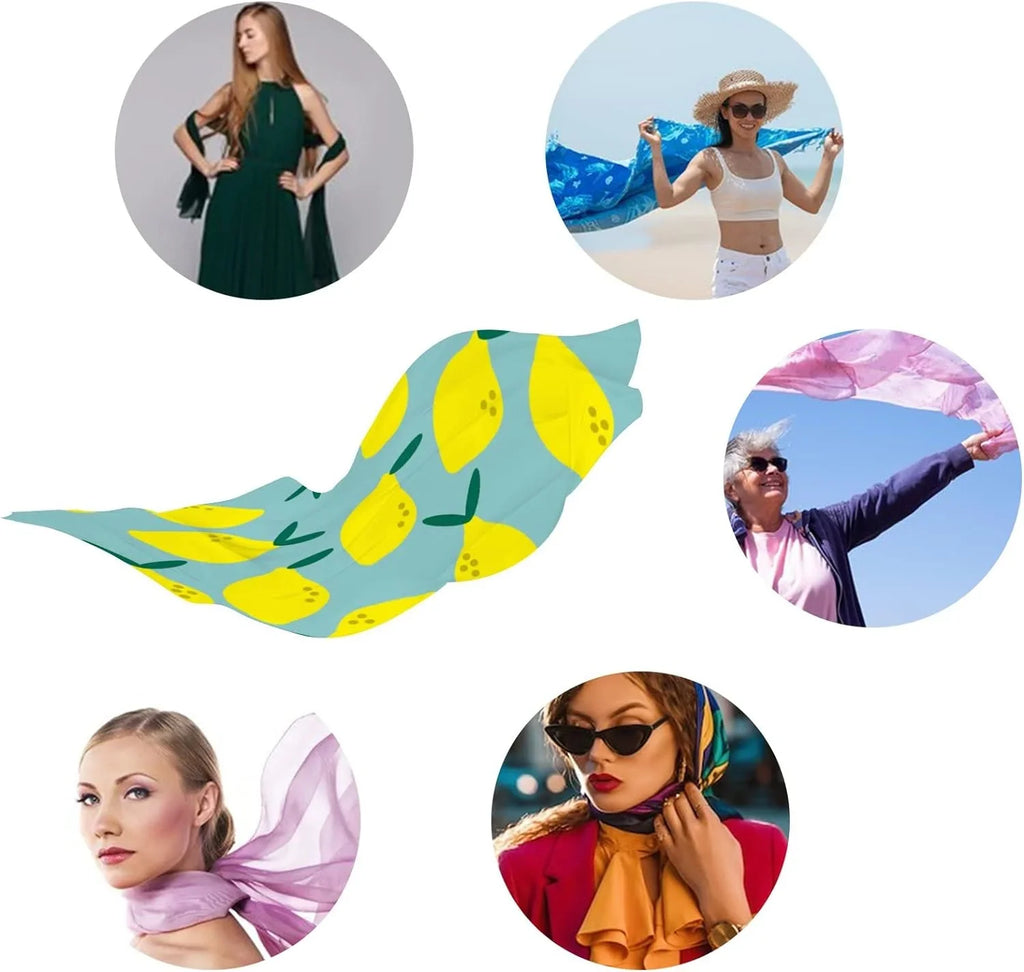 Scarves for Long Girls Shawl Women Scarf Pattern Lightweight Lemon Silk Wrap Simple Hyjoy Neck