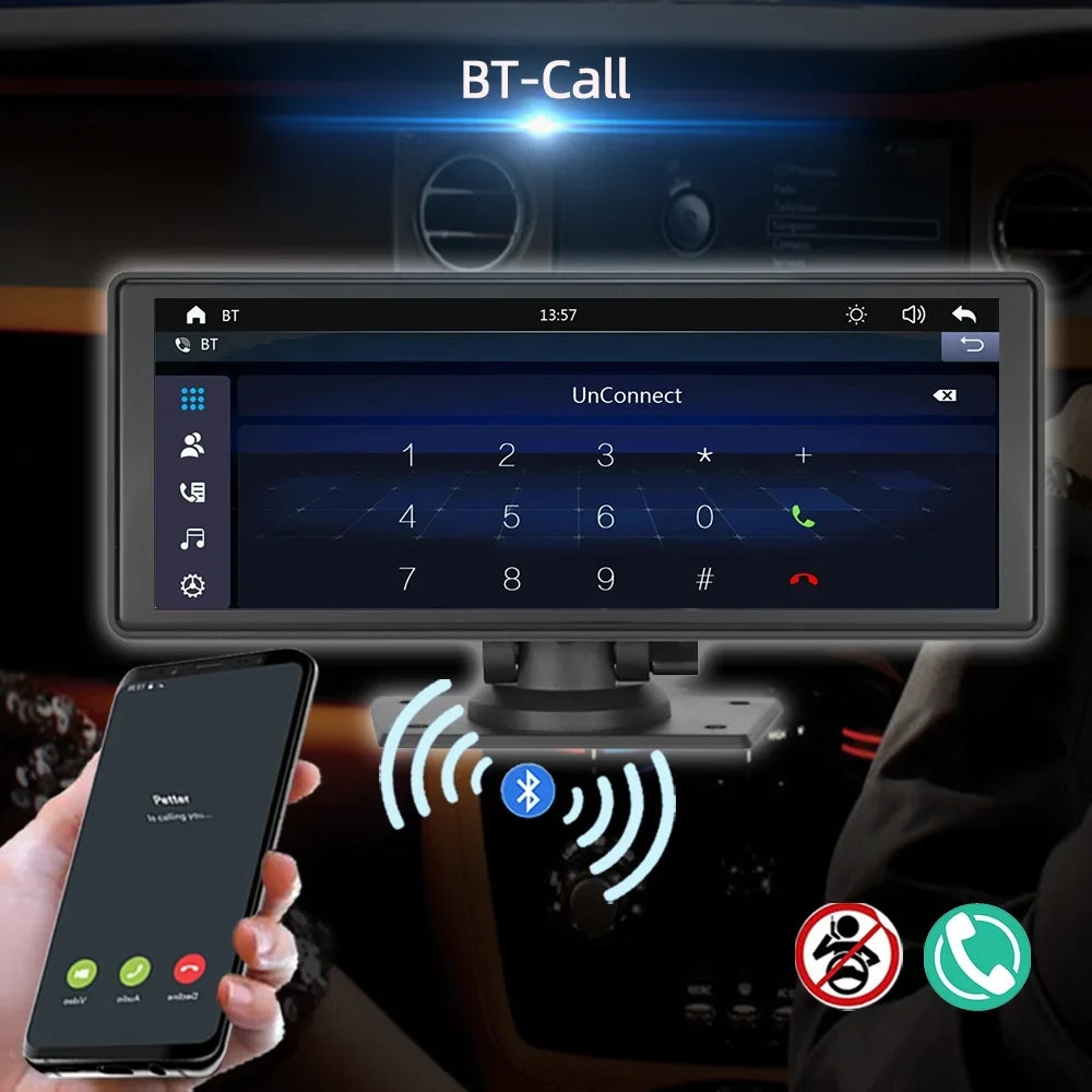 Touchscreen,Supports Front Camera, Bluetooth Stereo, Auto Backup Cam, Hands-Free Most 9.3" Dash Wireless Android Cars & IPS Carplay transportable Calling, HD Polarlander Car