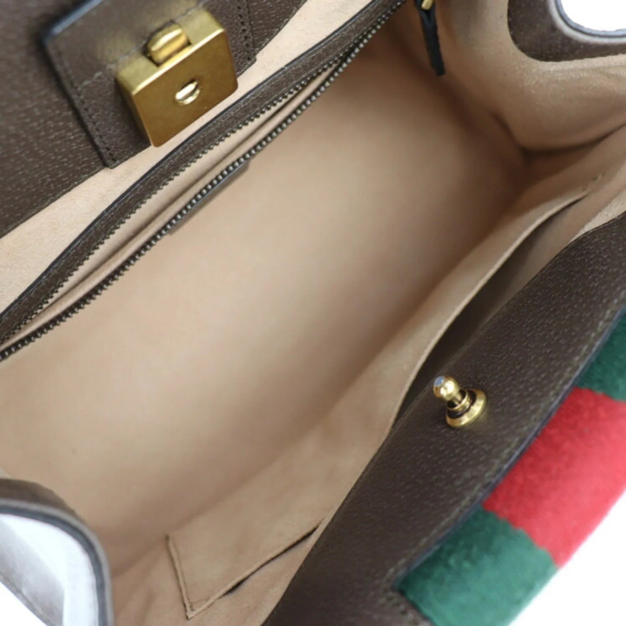 Brown Motif Butterfly Handbag Totem Pre-Owned Bag Leather 2WAY 505342 Shoulder Gucci (Good) Sherry GUCCI Rhinestone