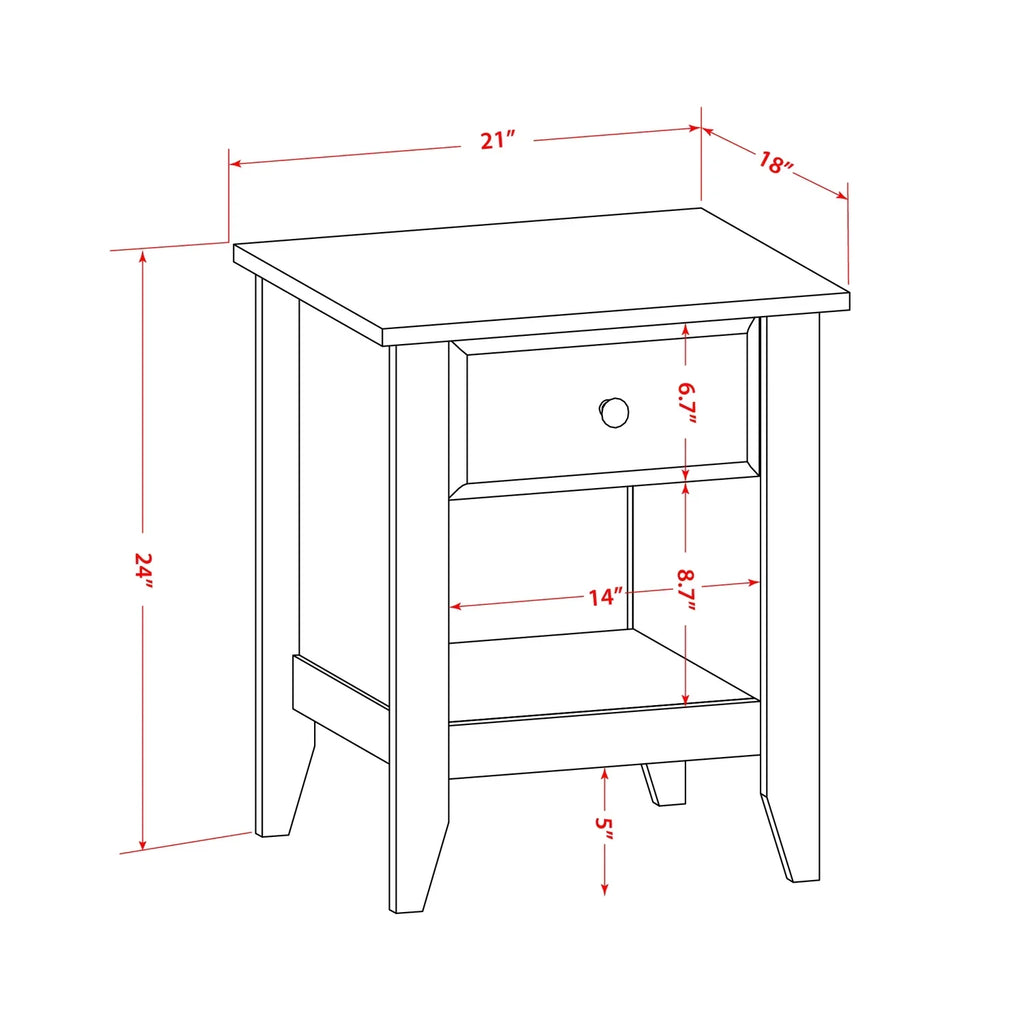 West Jacobean Brown East Drawer 18" Furniture Nightstand Gallatin 1 in with Wood