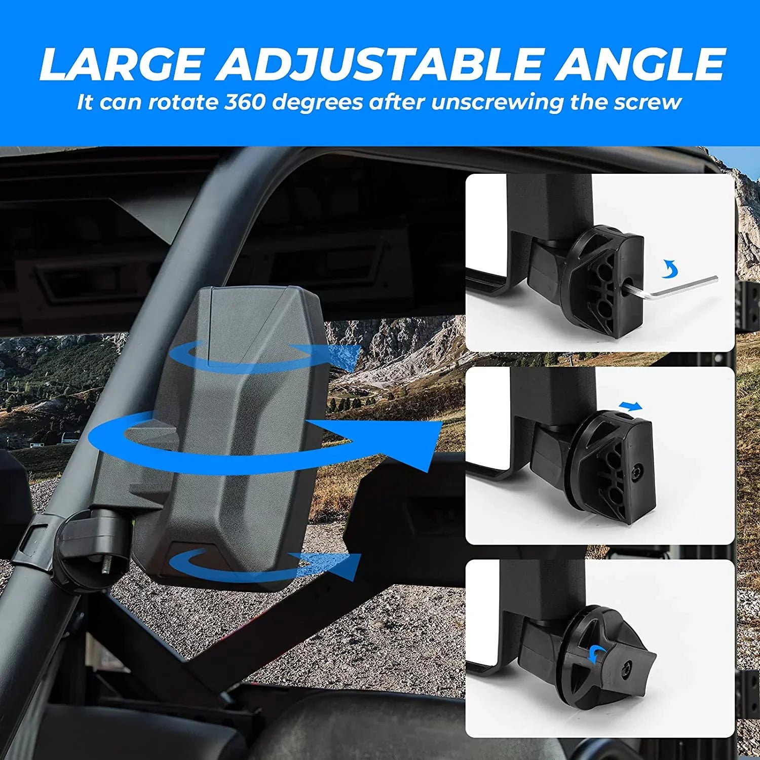 Maverick 900 Polaris for Trail Pro-Fit 570 Defender Ranger XP Mirrors Mirrors,Wider View 1000 Rear Kemimoto Door) Side UTV Mirrors Side Can-Am General (Not 1000 Compatible with