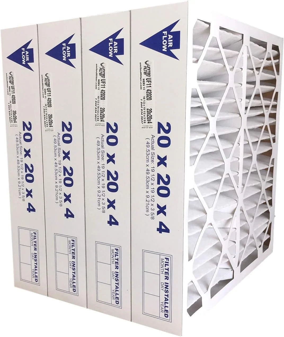 Filters 4) Mold Pollen, & Spores Filter oxygen HVAC 20x20x4 of MERV Filters Dust, Airborne Smoke (Case - Bacteria, Filter Furnace United - 11 Replacement Captures