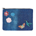 Cosmetic Pouch, Fab Denim Steve Zip Travel Madden Case Patches B-Bird