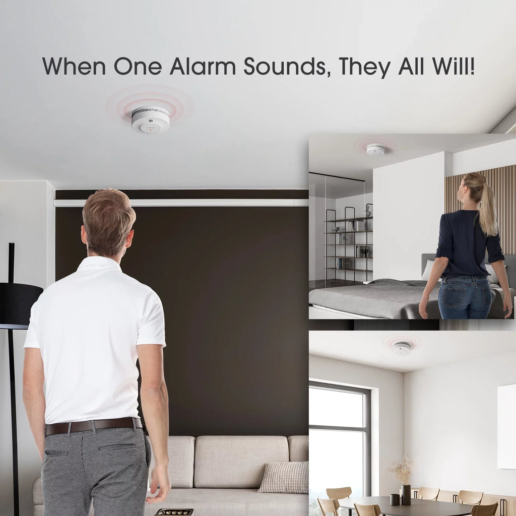 ft Wireless SD19-W Range, Transmission Detector, X-Sense over 820 Photoelectric with Smoke Interconnected