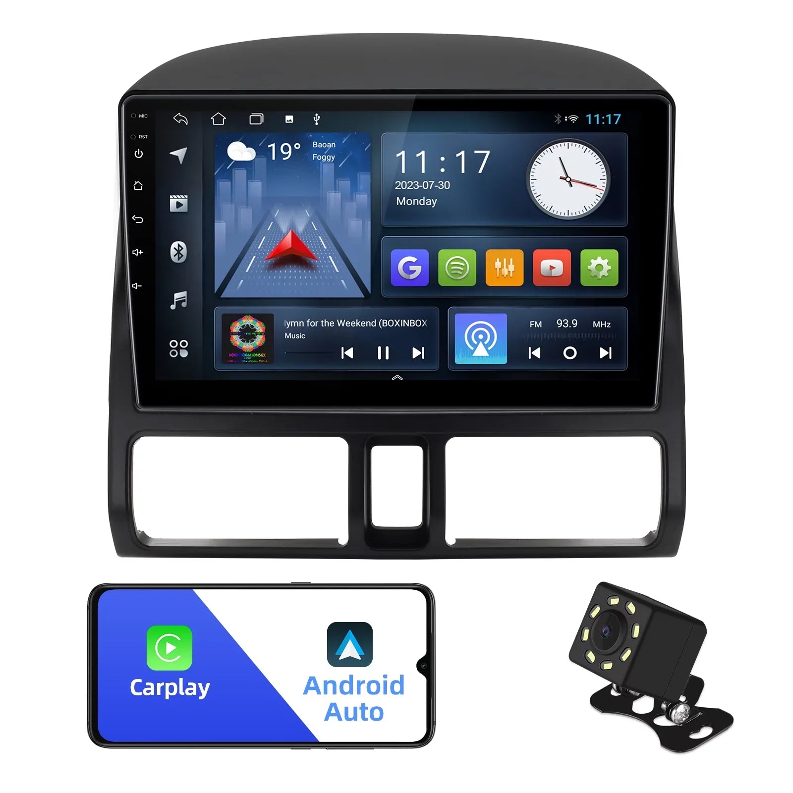 Backup Car Wheel Radio Wireless Android Inch Auto/GPS/Bluetooth/FM/AUX-in/Steering 9 Din TouchScreen 10 Honda with Camera CR-V Stereo 2002-2006 Double Carplay/Android for Built-in Control