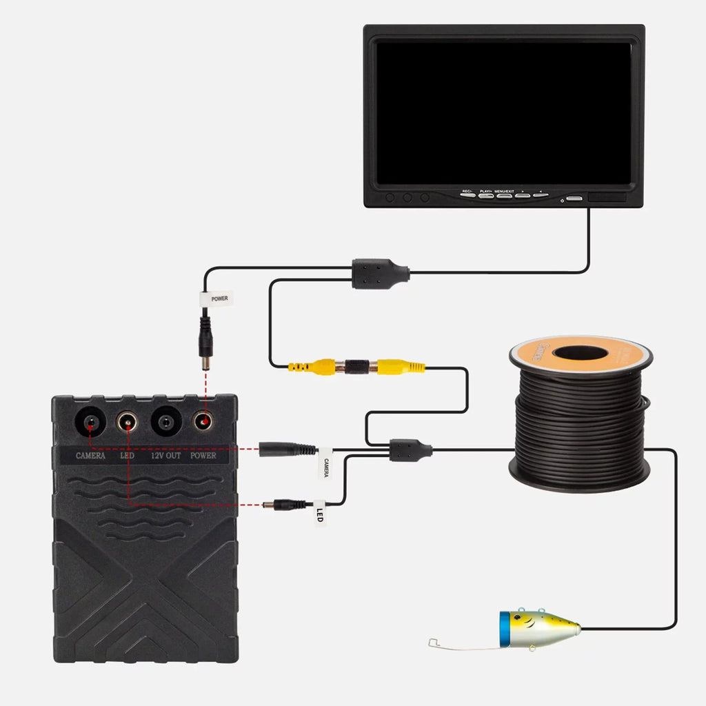 QAHM 12L-EDS Carevas 15M/30M/50M Fish LCD Underwater Cable Camera Display 7Inch/9Inch IP68 Boat 7Inch/9Inch LCD BUZHI 15M/30M/50M 15M/30M/50M camera,Sea Lake Display Display Cable Ice Fish Boat Lake