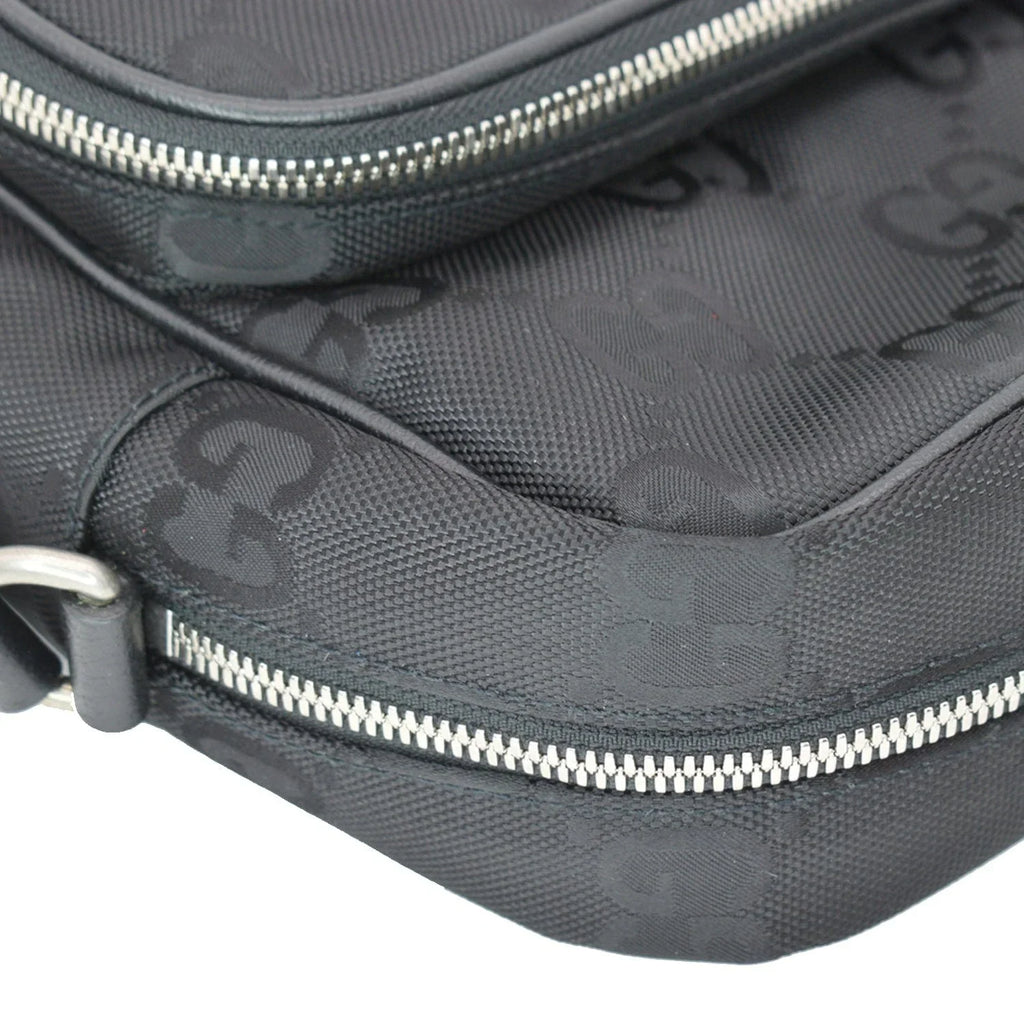 Bag Grid Nylon Monogram Off 625858 GUCCI Shoulder The Pre-owned GG Black