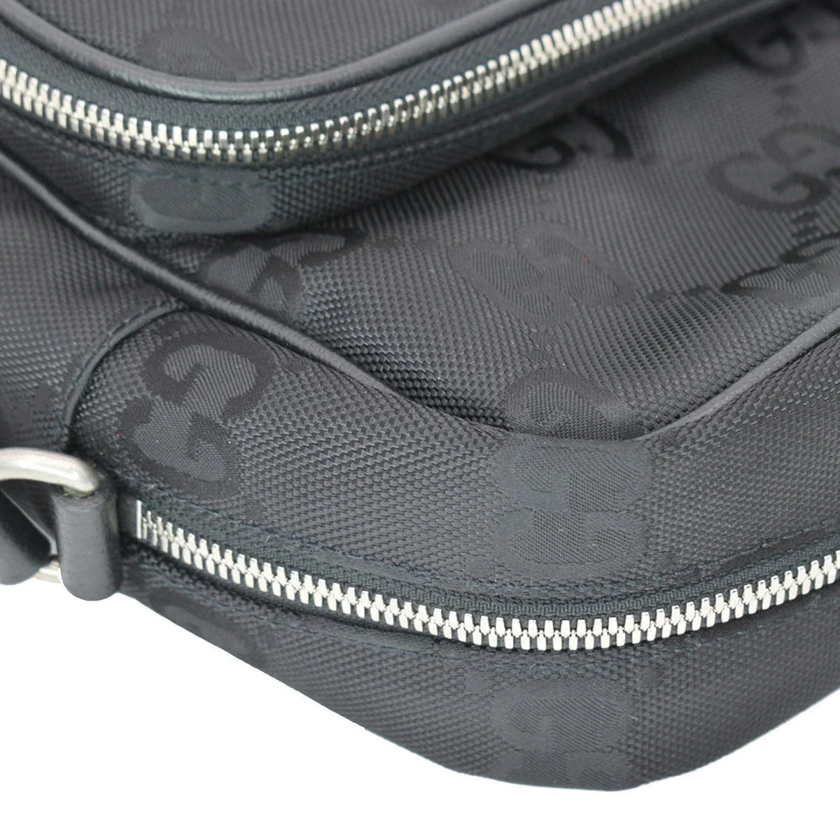 Bag Grid Nylon Monogram Off 625858 GUCCI Shoulder The Pre-owned GG Black