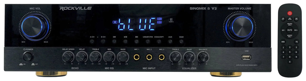 Rockville SINGMIX 8" Ceiling Black Receiver Amp+(4) Bluetooth Home 5 Speakers