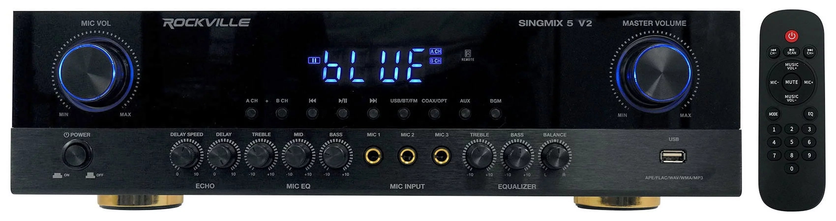Rockville SINGMIX 8" Ceiling Black Receiver Amp+(4) Bluetooth Home 5 Speakers