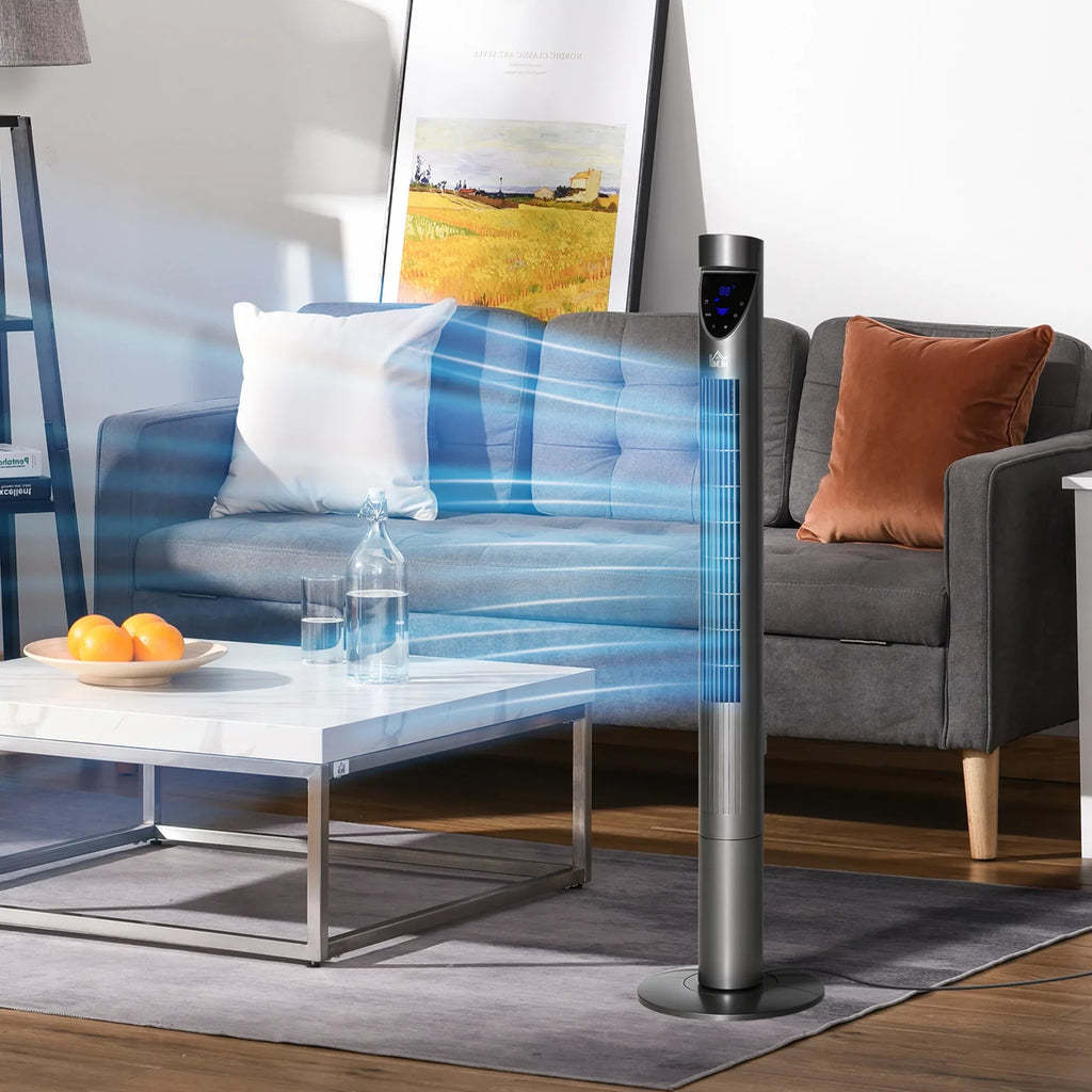 for Grey 3 atmospheric and with Control, 12H Cooling Speeds, Filter, Tower Timer, Oscillating, Fan HOMCOM Bedroom 46" Remote