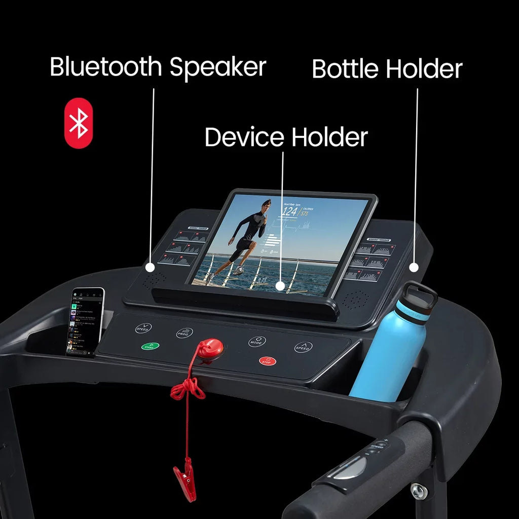 for Fitness Exercise Foldable Max Walking - Training Treadmill - Machine - Equipment Running LCD Bluetooth 12 & Folding Connectivity Mode 2.5HP - Home Cardio with