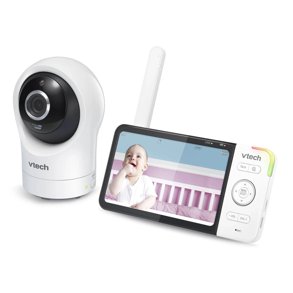 Panoramic Monitor Pan Baby Tilt with Smart and 1080p 5-inch Definition 360-Degree Display HD VTech WiFi and Camera, RM5864HD, Viewing High White Video