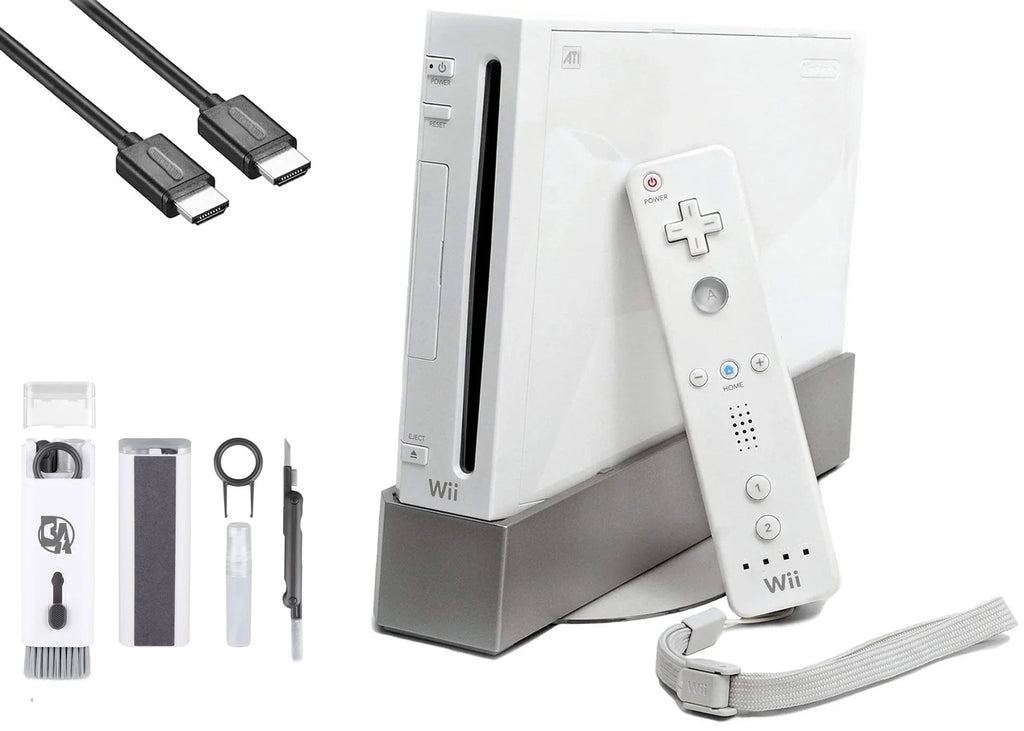 AXTION HDMI Gaming Console Bundle Like Cable + Wii BOLT Kit Cleaning Nintendo New White