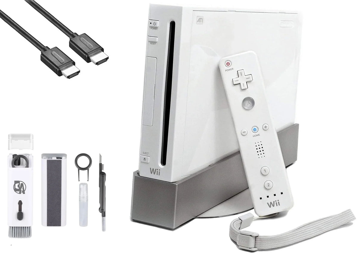 AXTION HDMI Gaming Console Bundle Like Cable + Wii BOLT Kit Cleaning Nintendo New White