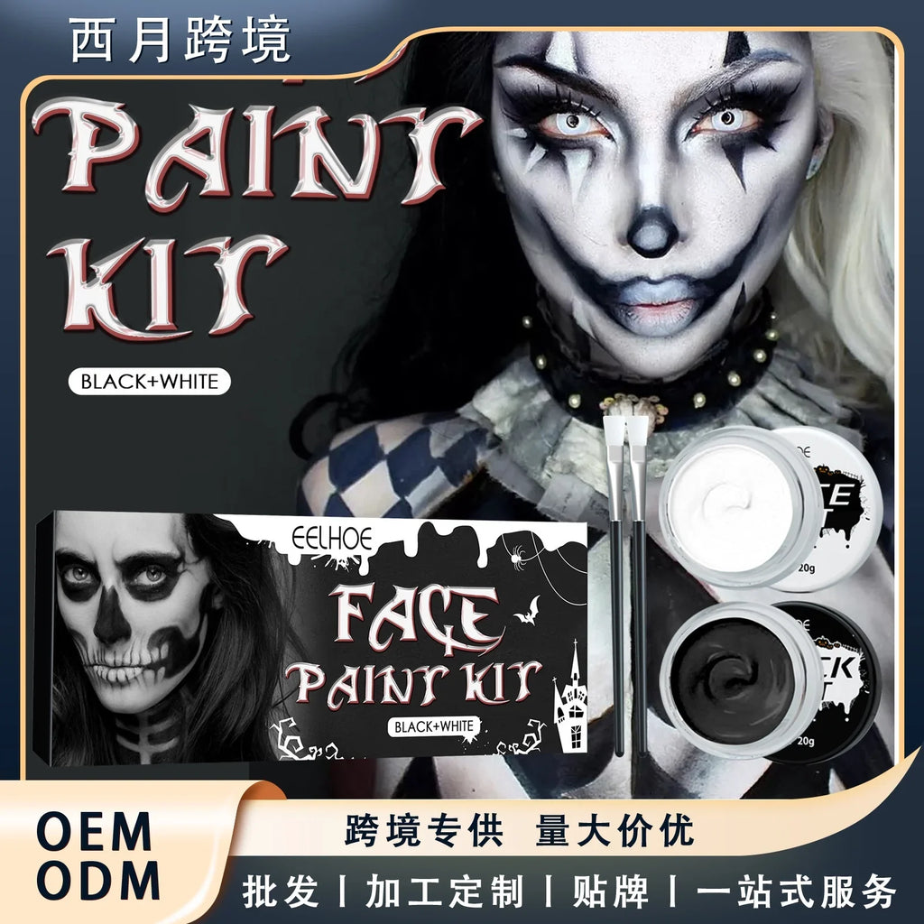 zombie Paint face skull makeup Body white Paint Halloween Body paint and black Vampire