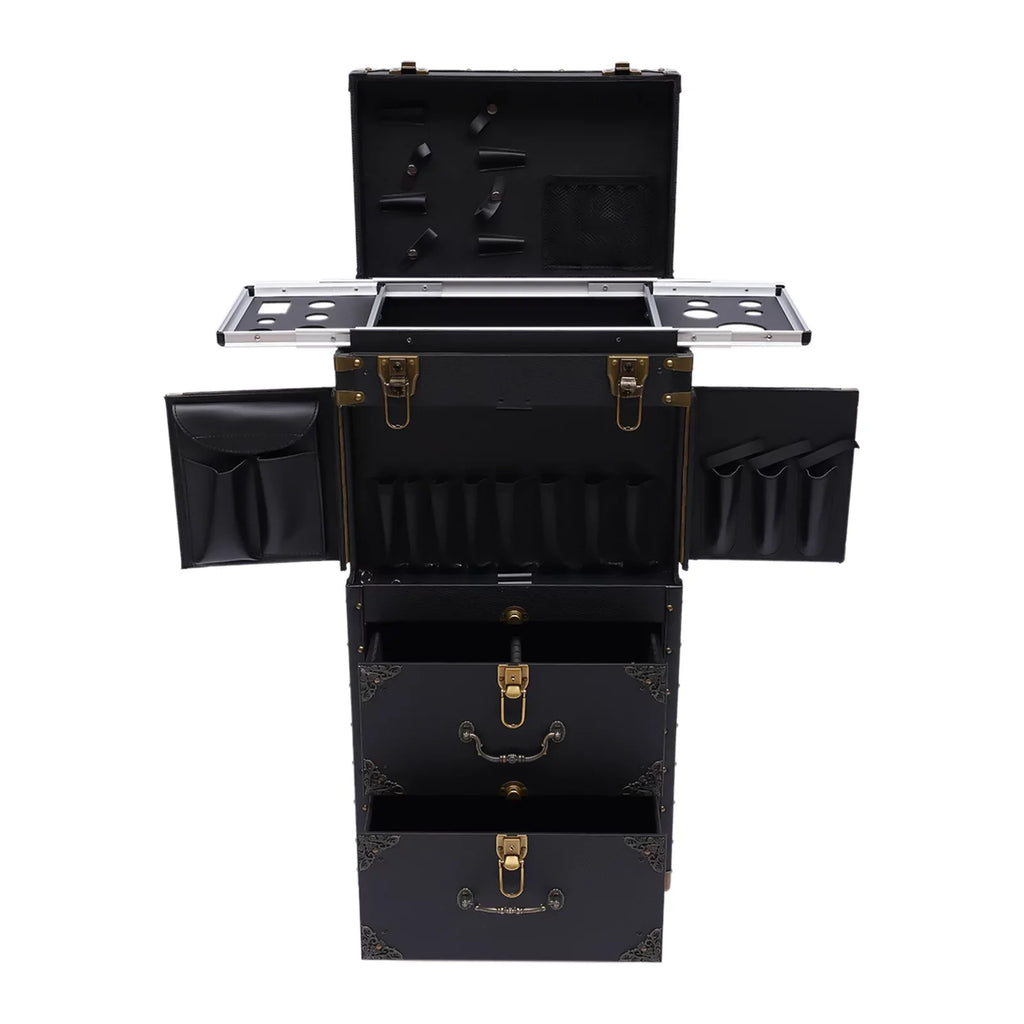 Hair with Trolley Dryer Aiqidi Box Beauty Case Holder Hairdressing Stylist Cosmetic Lockable Organizer Tool Rolling Travel Makeup Salon Train Barber Luggage
