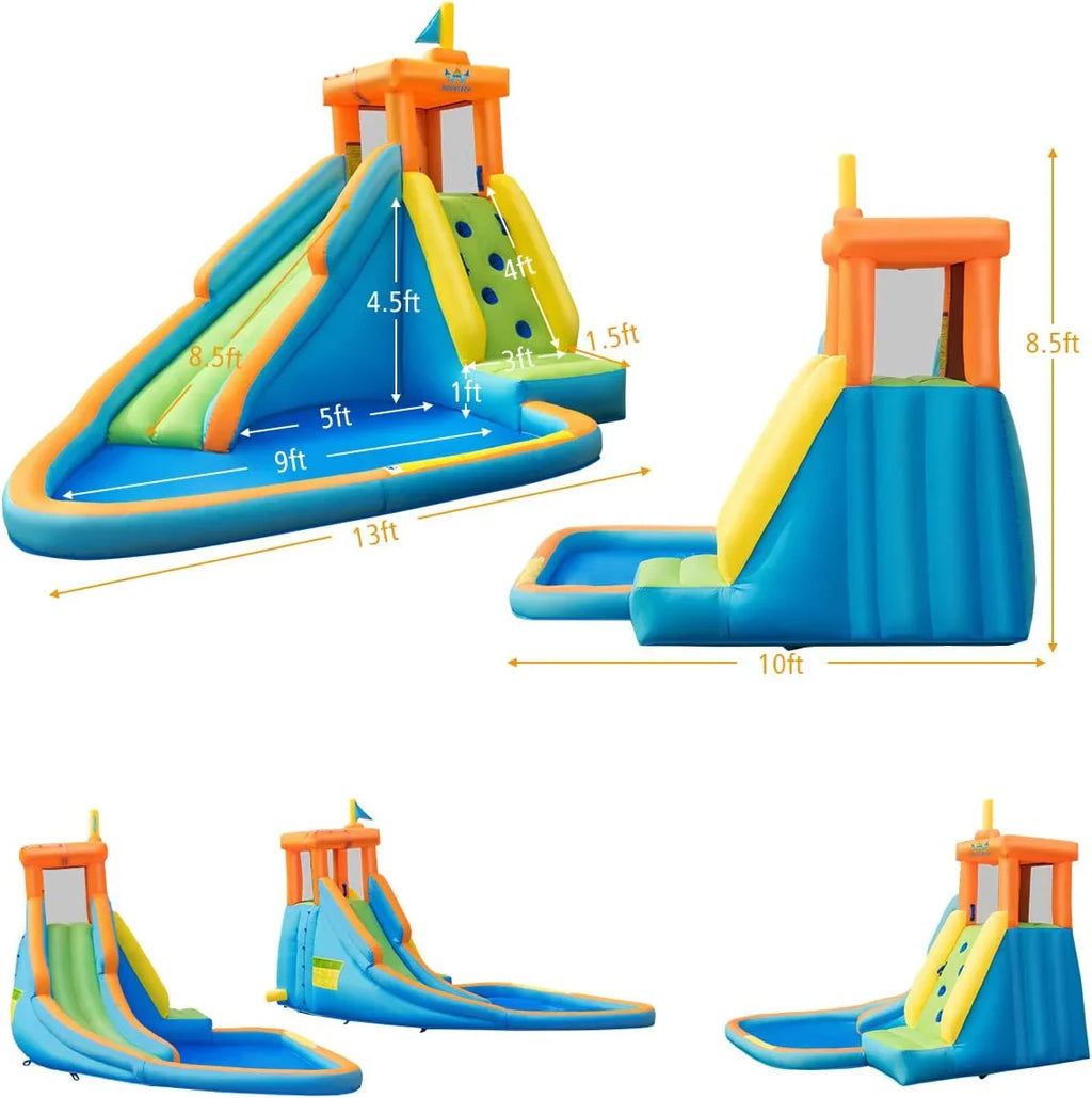 w/Long up Hippo Park for Indoor 740w Outdoor Water Big Blower, Pool, Water Water Blow Slide, and Themed Giant Cannon, Kids Splashing Backyard for Kids Water Adults Slides Slide, self-inflating