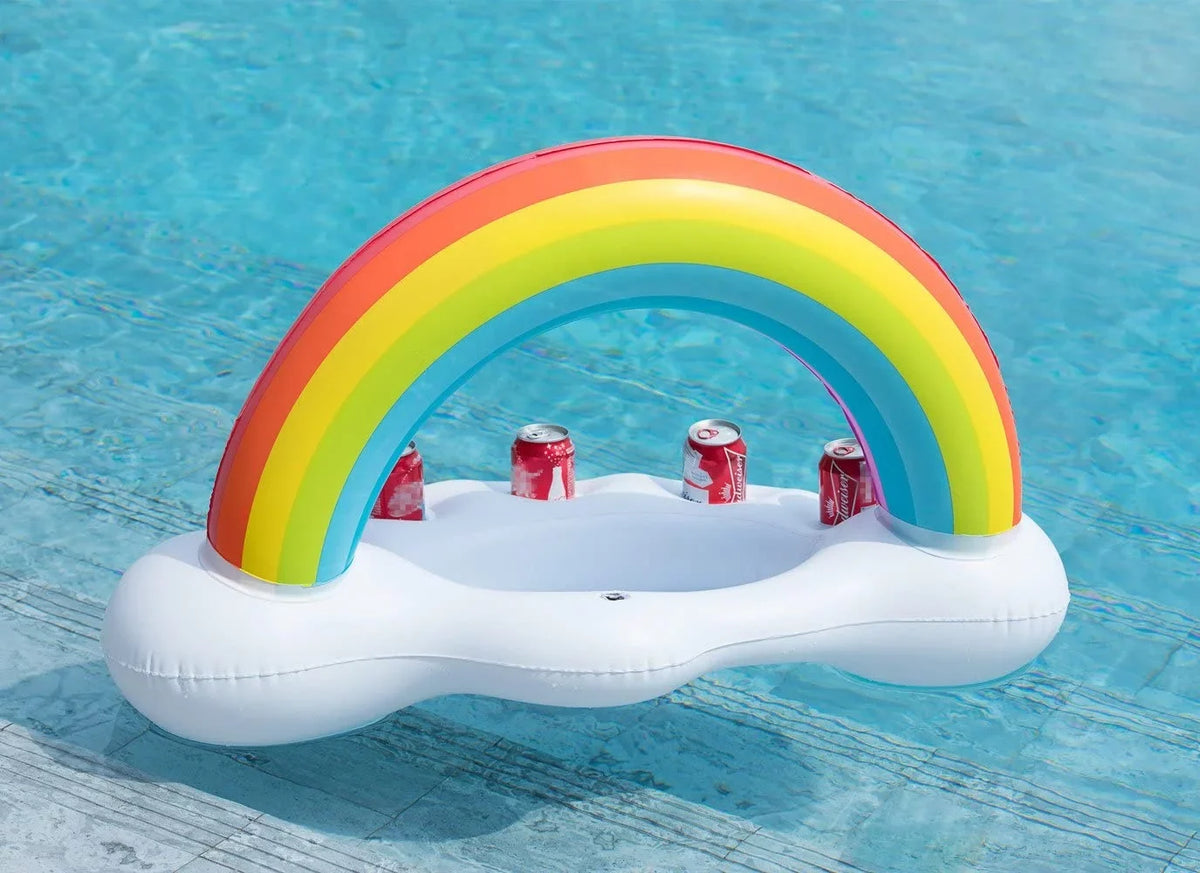Toy Accessori Holder Party Float Pool Rainbow self-inflating Water Drink Floats Creative Pool Cloud
