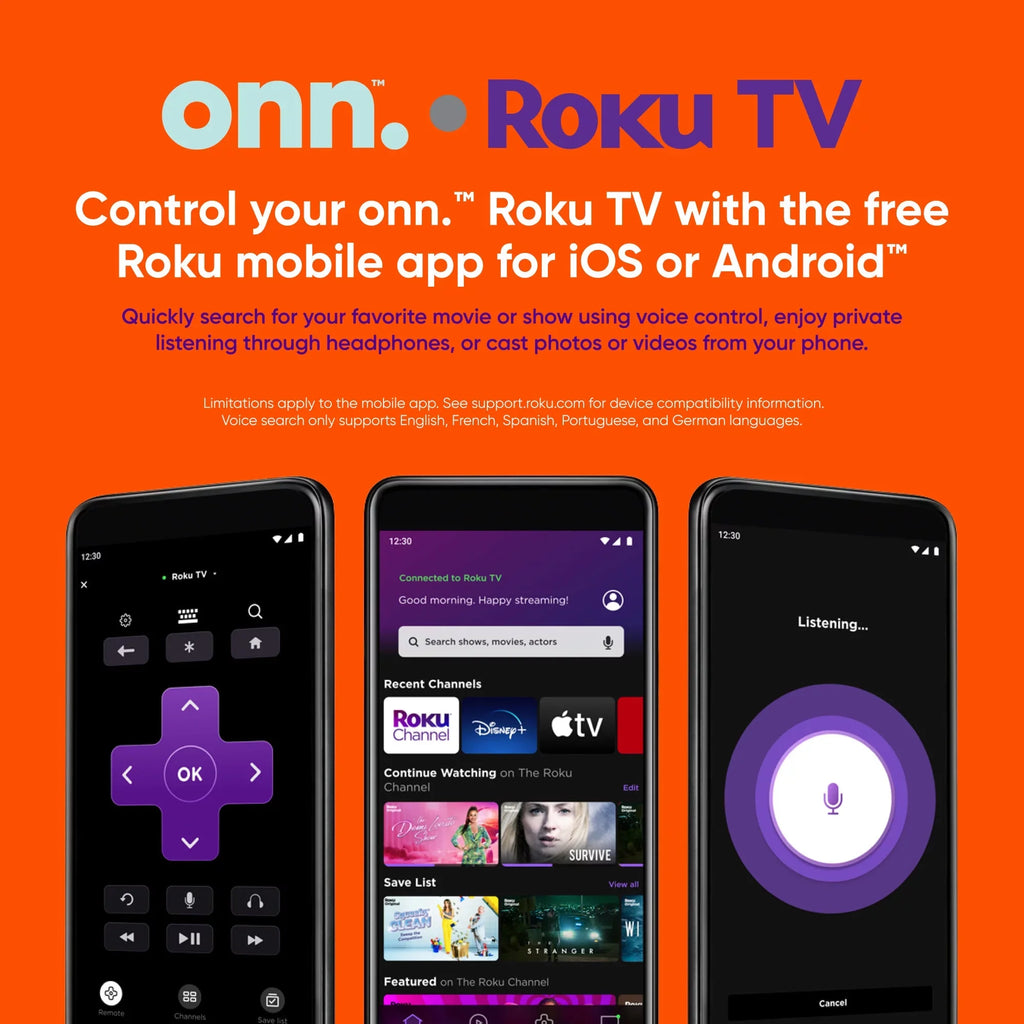 LED (100069992) onn. (1080P) Class Smart 43” Roku TV FHD