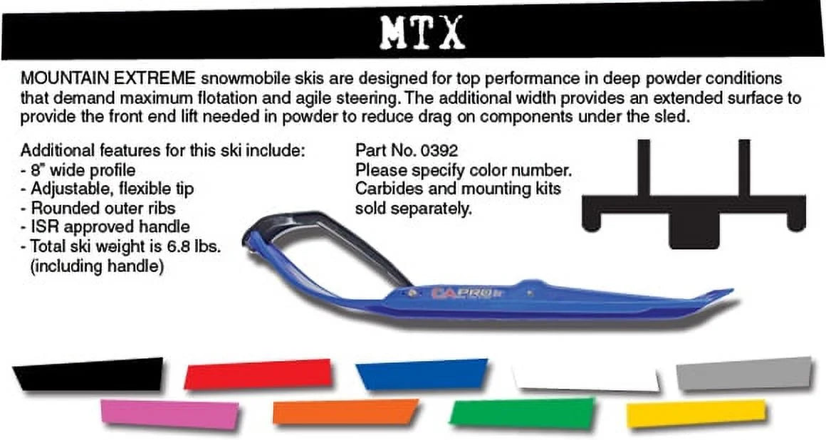 Loops C&A Snowmobile Mountain/Trail of Pair W/Black C&A 8" Green Pro MTX Skis