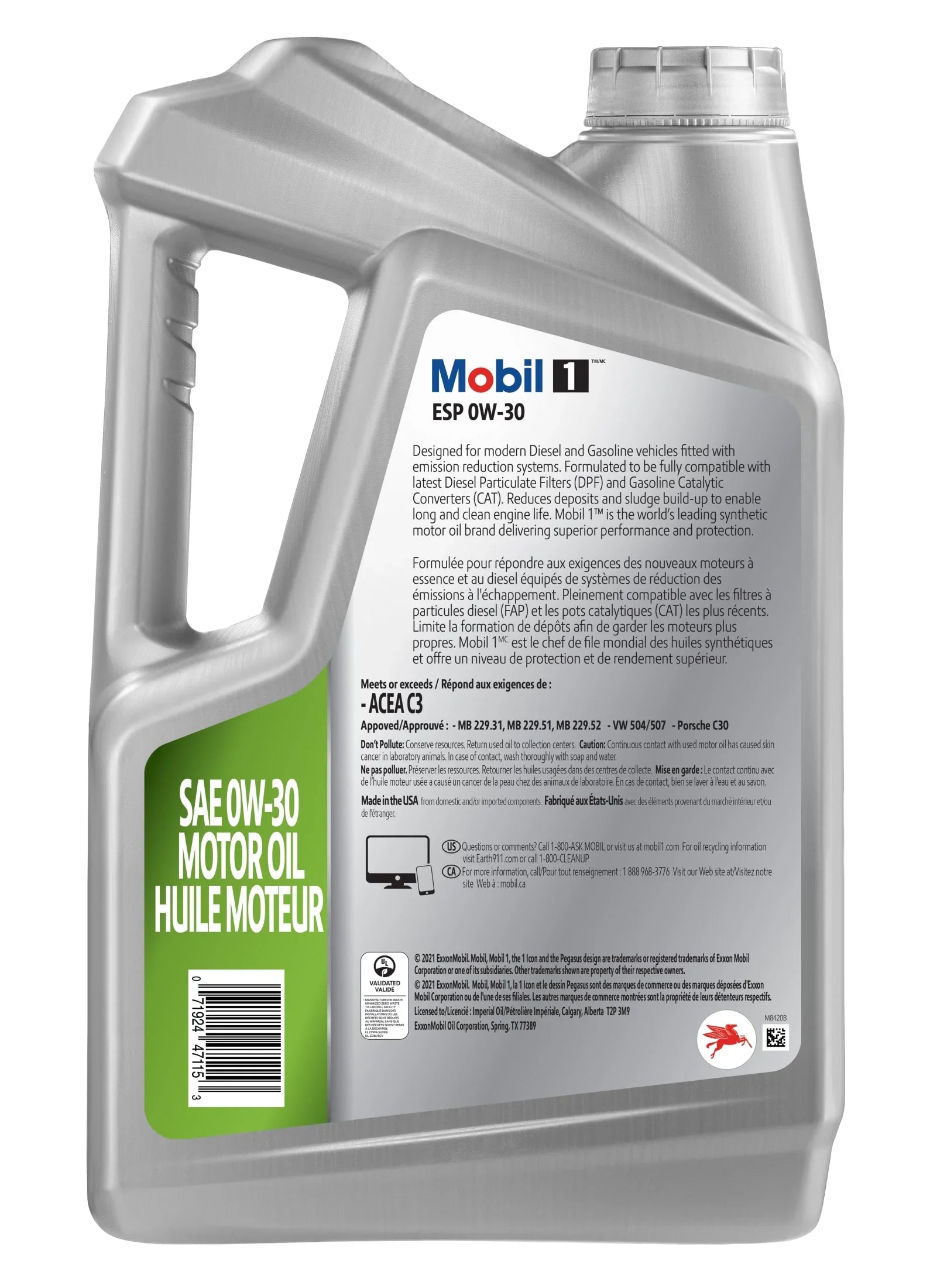 5 Mobil 1 Full 0W-30, Motor Quart Oil ESP Synthetic