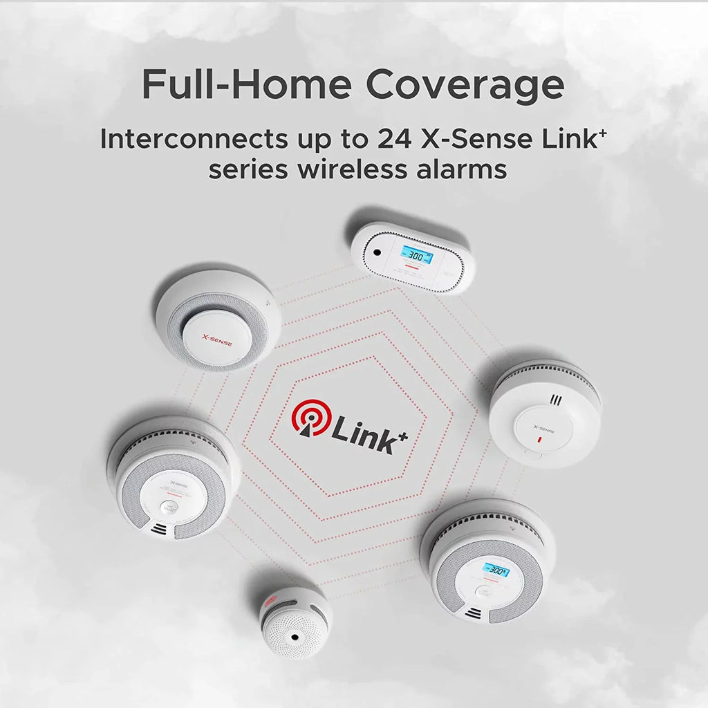 ft Wireless SD19-W Range, Transmission Detector, X-Sense over 820 Photoelectric with Smoke Interconnected