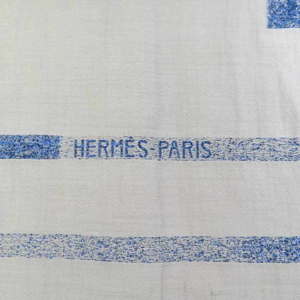 H HERMES Unisex Pre-Owned Greige/ e55881a Scarf Shawl Cotton/Silk/Polyester Hermes Logo (Good)