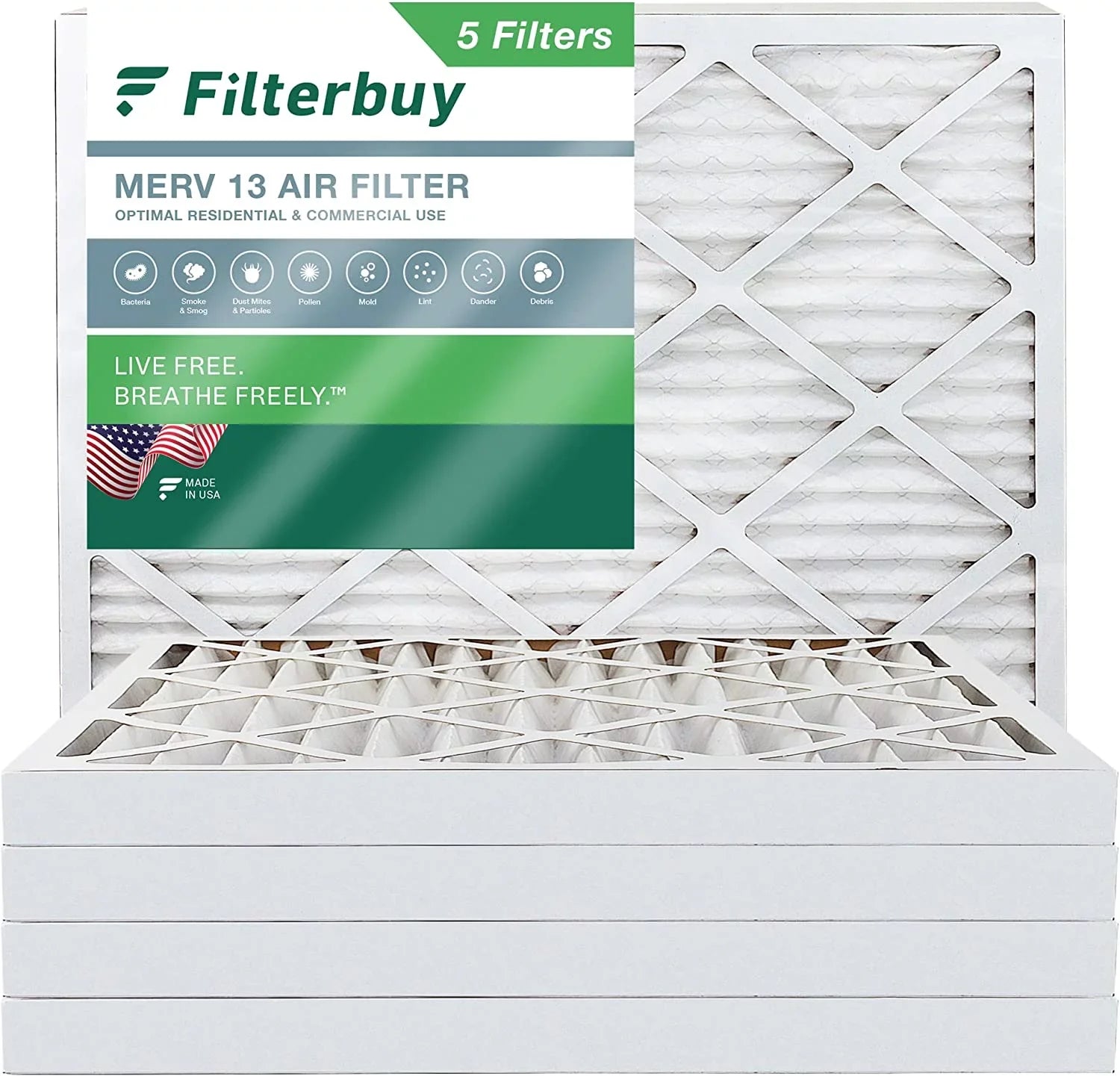 atmospheric HVAC Filters 25x32x2 Filterbuy Furnace MERV AC (5-Pack) Pleated 13