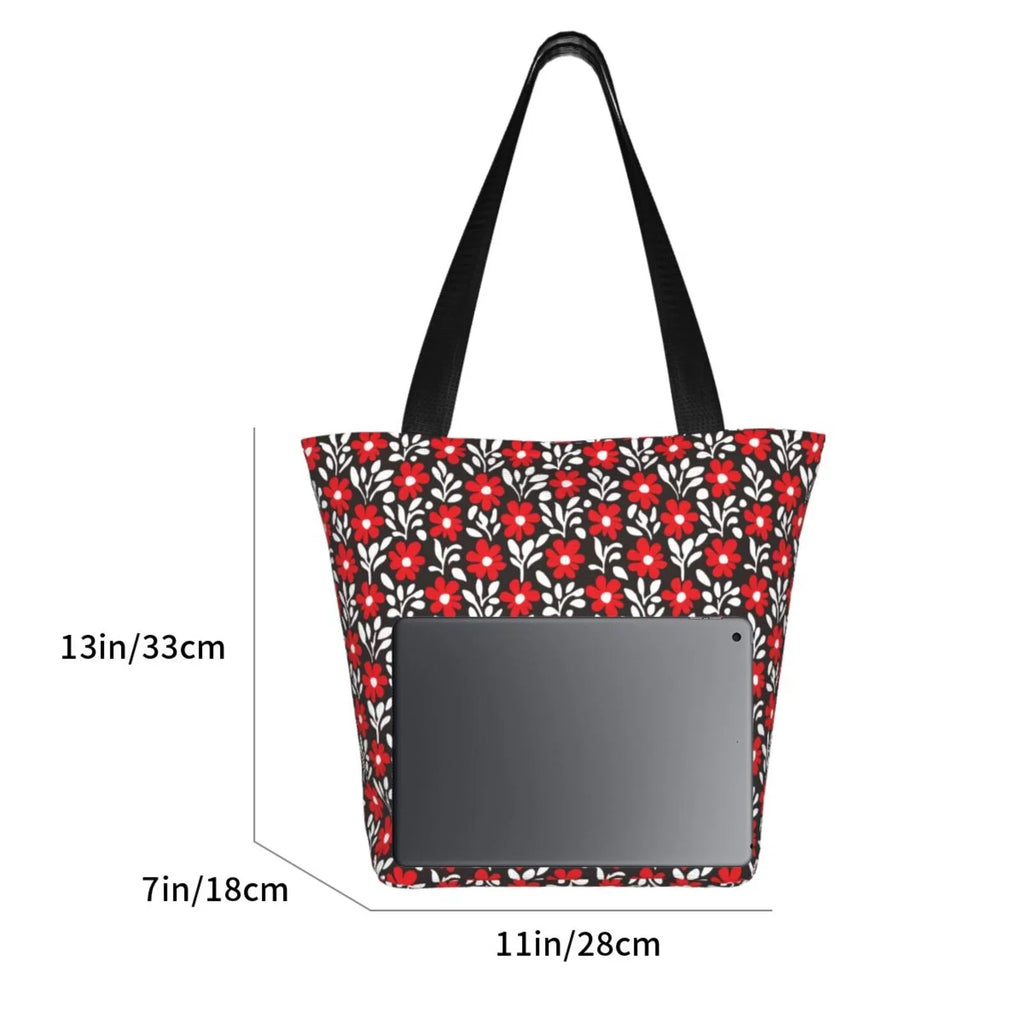 Red Floral Large Bag Shopping Lukts Bag Hobos Handbags Capacity Women'S Bag,Shoulder Tote