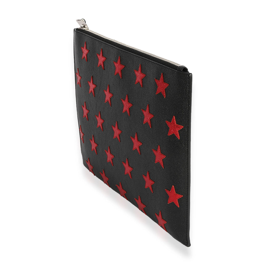 Saint Pre-Owned Leather Red Black Laurent & Star Clutch