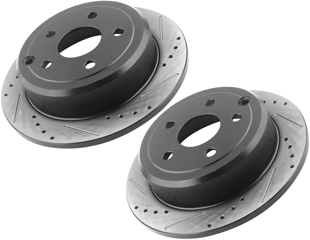 Lancer 200 & Caliber, Drilled Rear Rotors Jeep Rotor Compass with Mitsubishi Patriot, Slotted Brake Chrysler Sebring, Brake Dodge 262mm Avenger Compatible Afa Motors