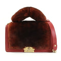 brown handbag Chanel Pre-Owned shoulder bag CHANEL red e55871a diagonal gold fur/leather (Good) ladies boy