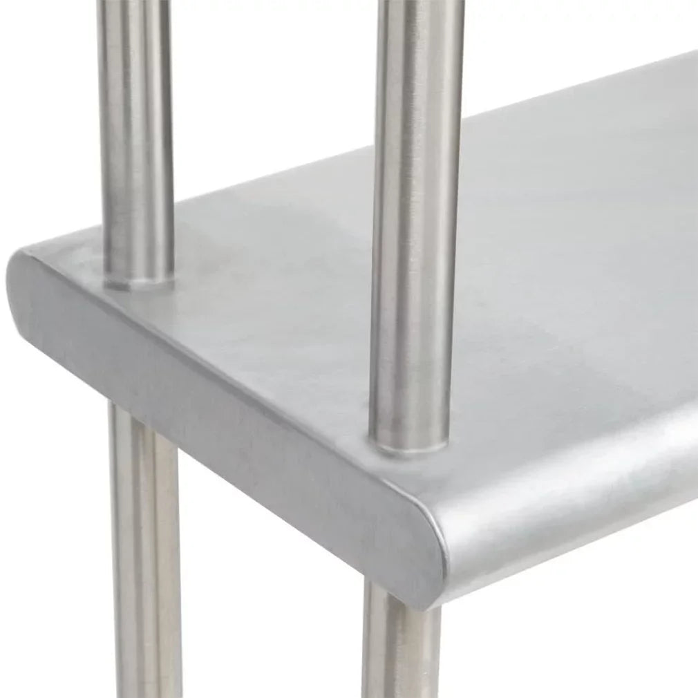 Table With Two 12" Overshelf Kitchen Steel Prep Shelving Tier Wide Metal & 30" Table Shelves Double Combo Work | Stainless 24" | x