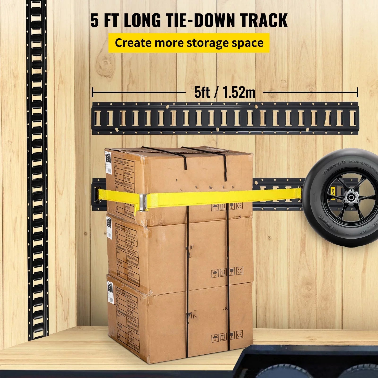 Tie Down E BENTISM 5-Feet Trailer Track Rails Track E Cargo 4PCs Rails Enclosed