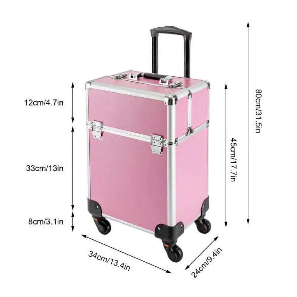 Box Cosmetic Case Rolling Large Space Extendable Trolley Makeup Train Storage