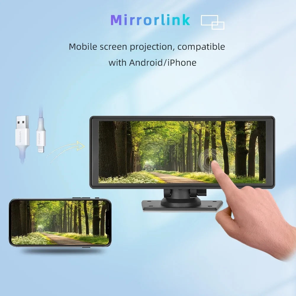 Touchscreen,Supports Front Camera, Bluetooth Stereo, Auto Backup Cam, Hands-Free Most 9.3" Dash Wireless Android Cars & IPS Carplay transportable Calling, HD Polarlander Car