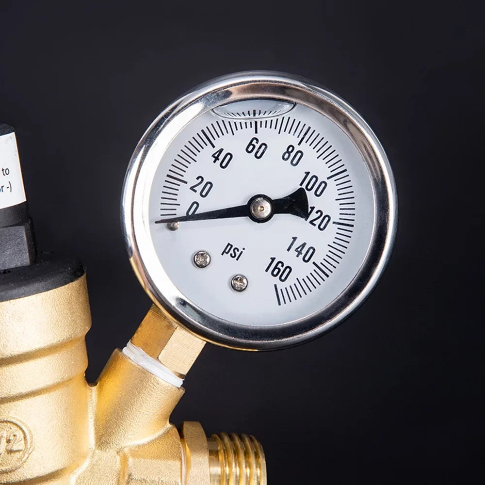 for Regulator Travel Adjustable - Screened and RV and Brass, Water Valve Gauge Pressure Lead-Free Filter, Ideal 0-160PSI Trailers with Inlet