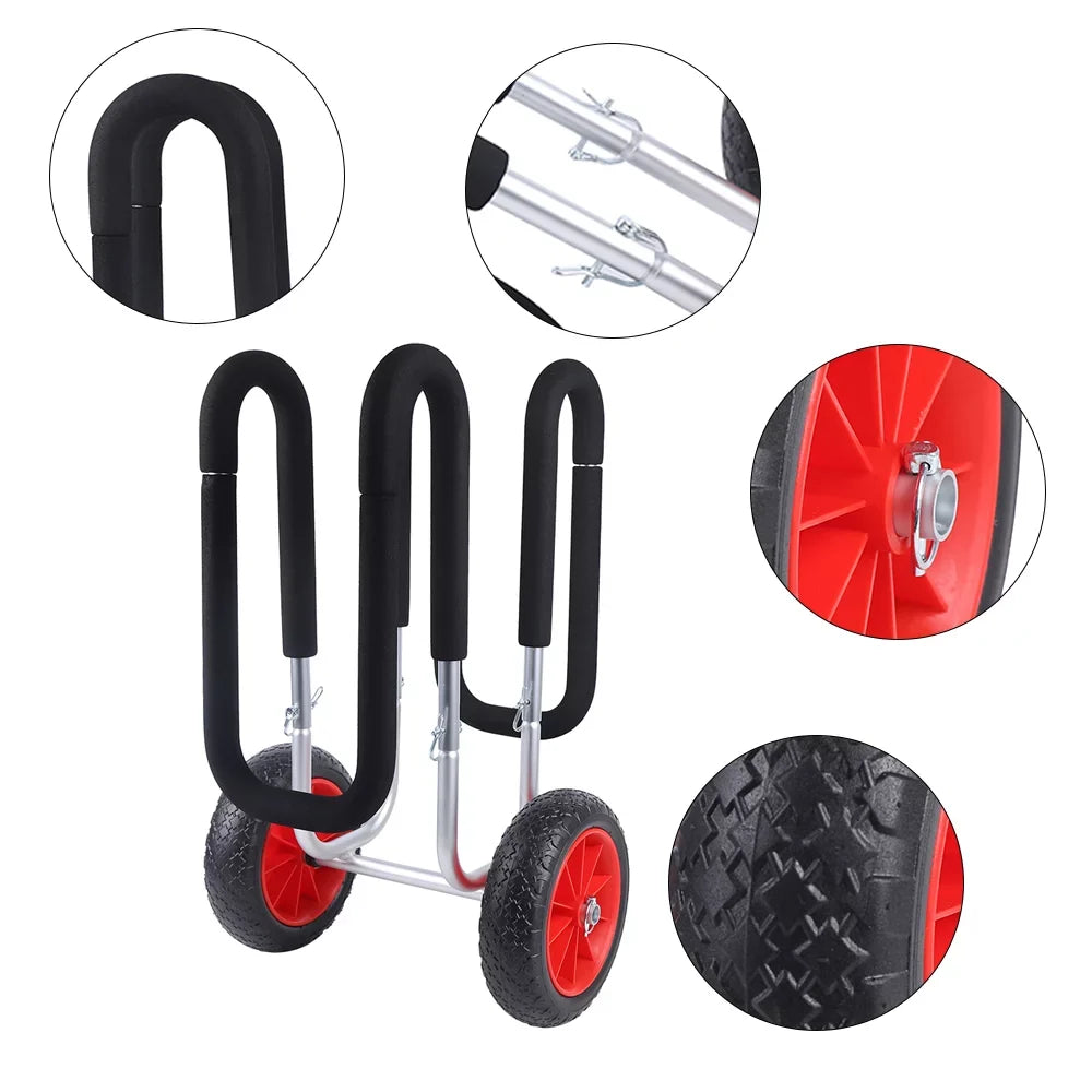 Cart Beach Double Stand-Up Carrier SUP Beach Solid Aviation Board Aluminum Trailer, Surfboard Veneer Wheel Cart, Paddle transportable Cart Airless PU