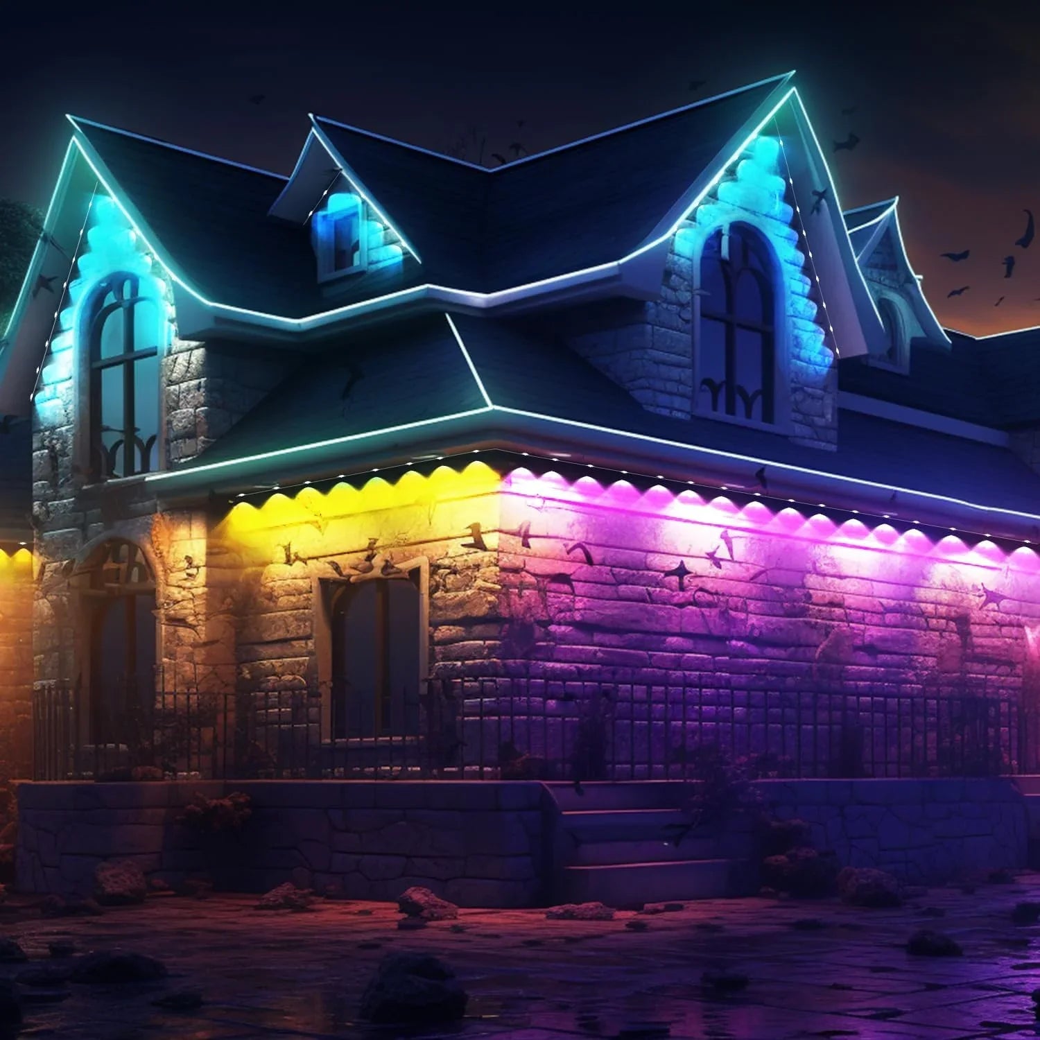for with Eaves IP67 Lights Lights and Modes, RGB Remote Lights, LED Using, Permanent 100ft Scene Alexa with 72 Suitable DIY Holiday Work Outdoor Daily Waterproof, Outdoor & with