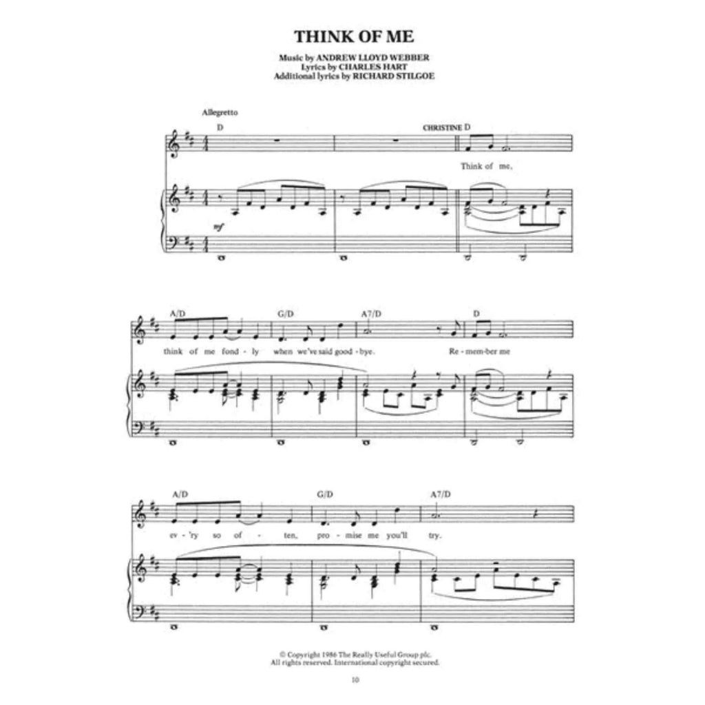 in the Souvenir Phantom Opera Selections Edition: Melody Piano/Vocal Piano of Part - the