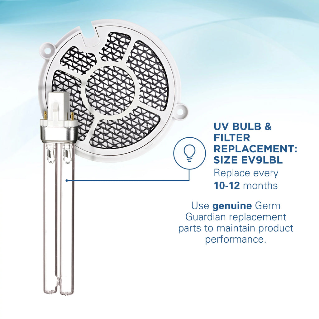Speeds GG3000BCA, GermGuardian UV-C 2 Reduces Black and Germs, Sanitizer with Tabletop oxygen Odors
