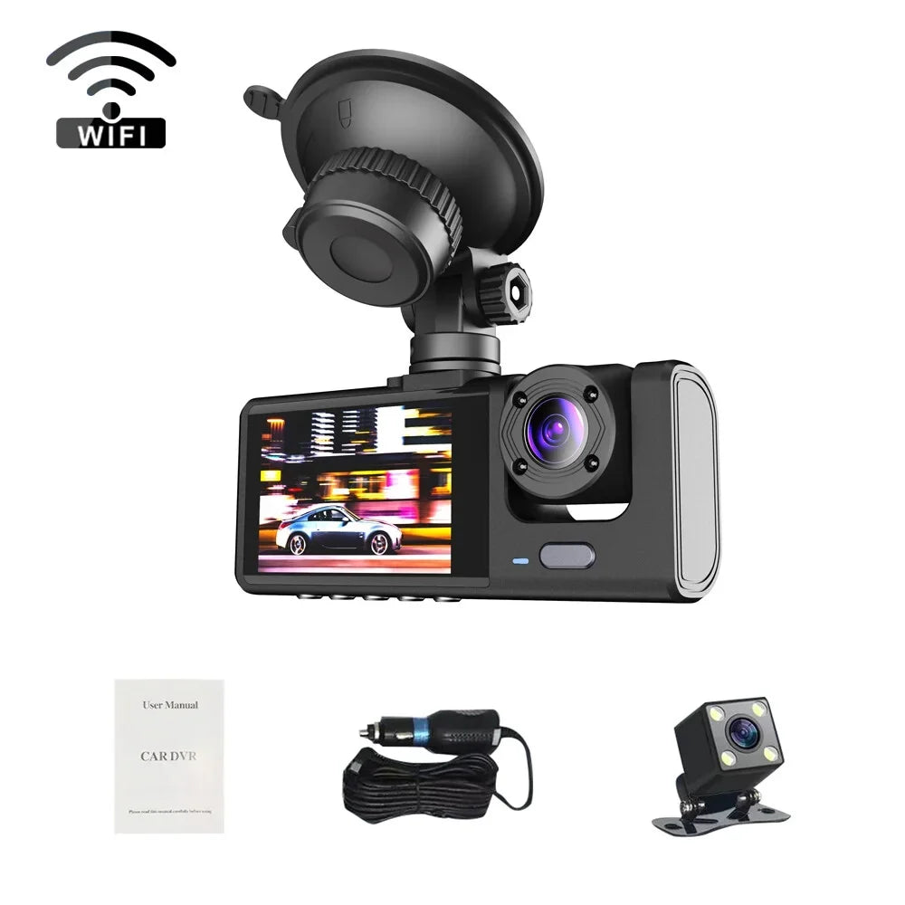 Loop Driving Lock One-Key Recorder Recording Inside Dashcam Night-Vision Camera Support Camera Dash DVR WiFi Front Screen 1080P & Inch & Rear version 2
