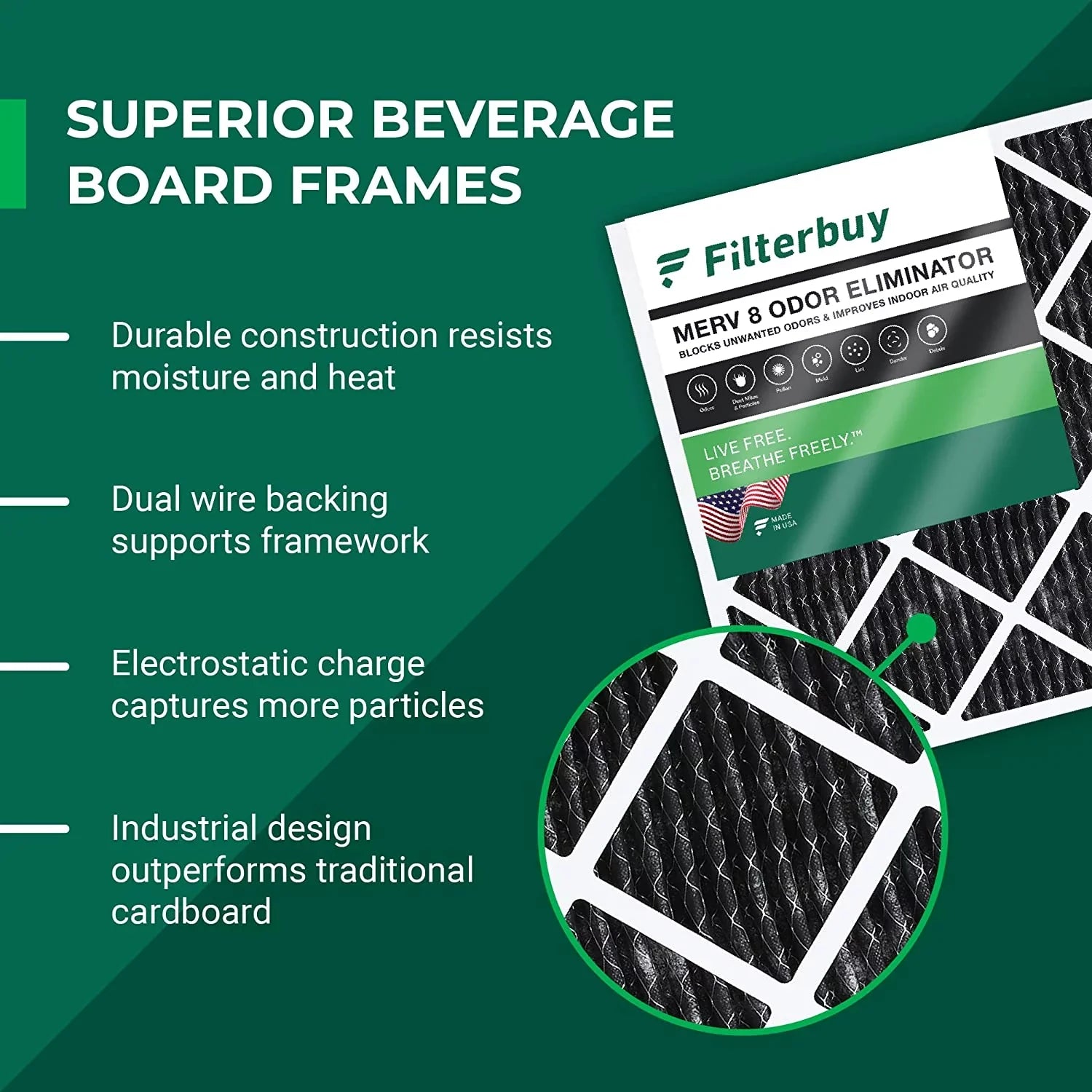 with Carbon HVAC Filterbuy Pleated 18x18x1 atmospheric Furnace Filters (1-Pack) Odor 8 Activated MERV Eliminator AC