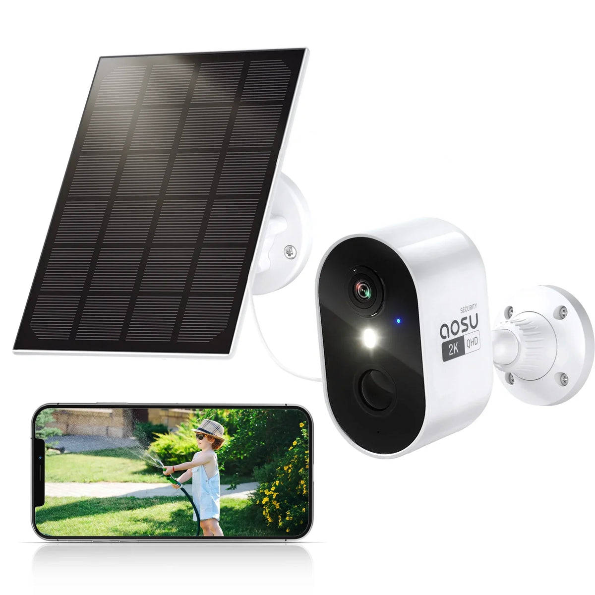 Cameras Wireless Detection with Motion Outdoor Spotlight Talk,Wifi Color with 2-Way Work Alexa 2K Security Alarm, with Outdoor Camera Siren AI Night Vision, & Solar