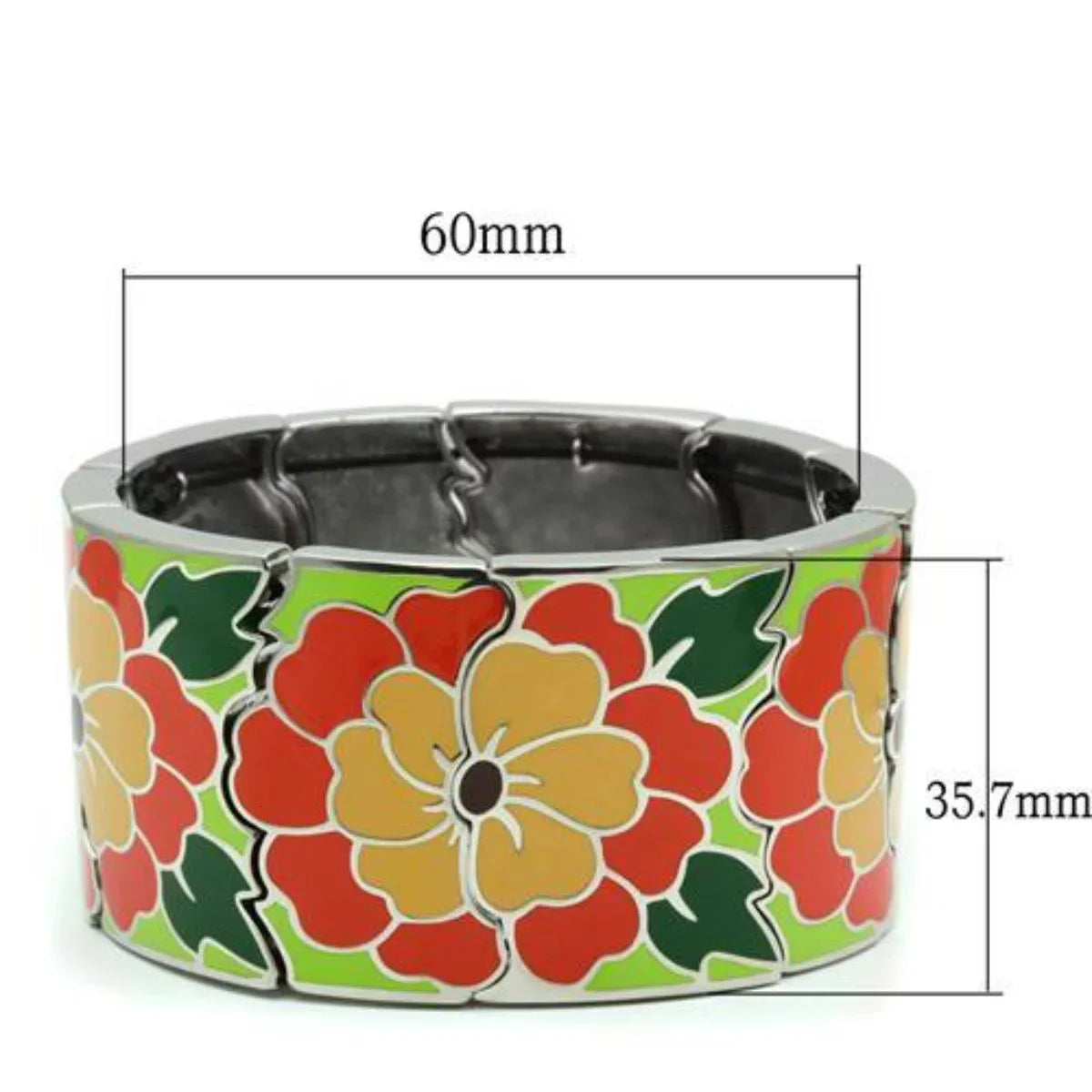 Women's Luxe Flower Designs Stainless Steel Stretch Jewelry Bracelet Designed